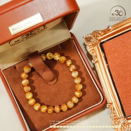 Ngọc Đan Tâm - Vòng Tay Thạch Anh Tóc Vàng Đồng Trục VIP 8mm - Mệnh Thổ & Mệnh Kim 8