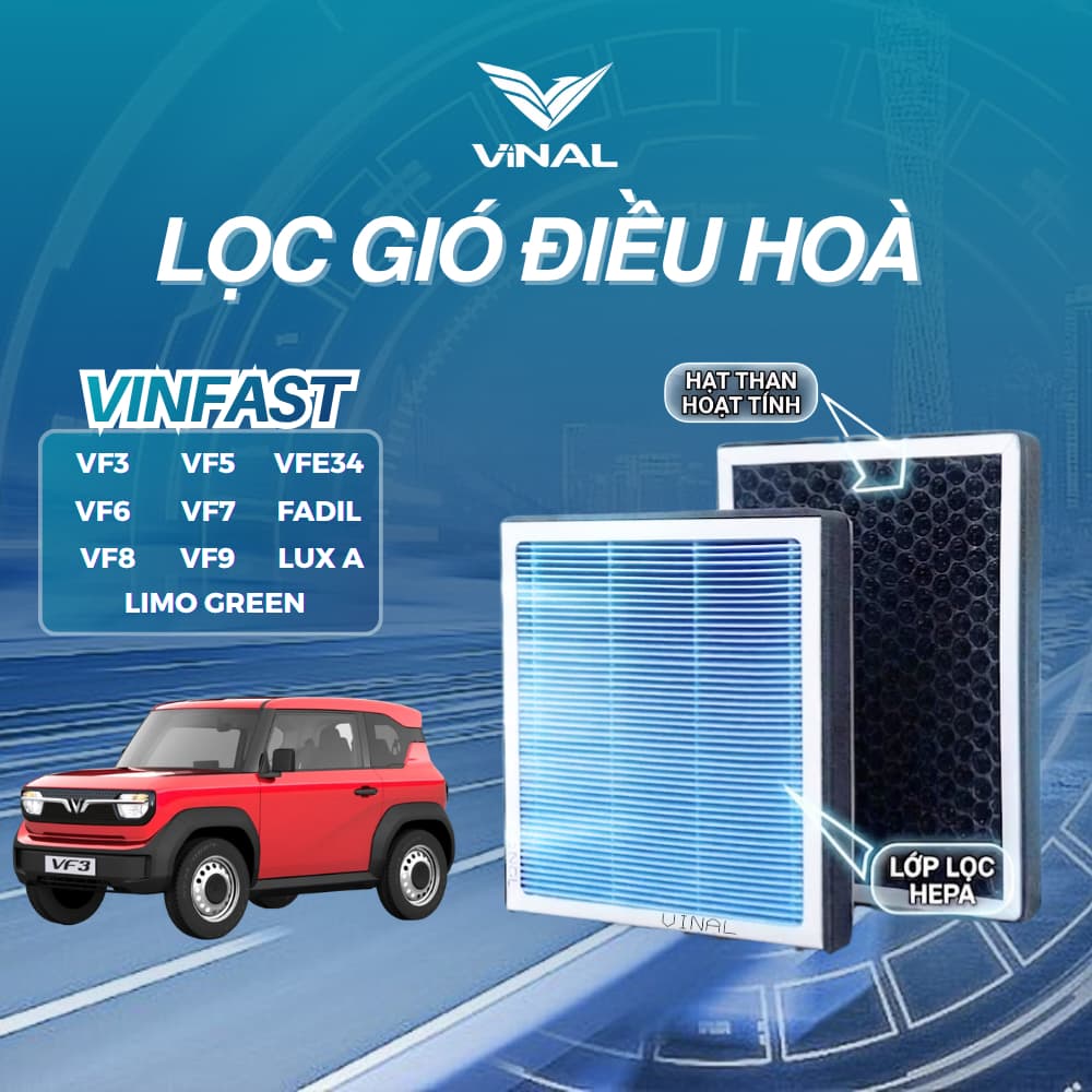 Lọc Gió Điều Hoà Ô Tô VF5 VF3 VF6 VF7 VF8 VF9 Màng HEPA Than Hoạt Tính Khử Mùi, Lọc Bụi, cải thiện không khí cabin xe