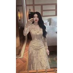 Xukadress_ Đầm ren kem dài phối ren dự tiệc – Váy ren nữ cao cấp sang chảnh thanh lịch 3