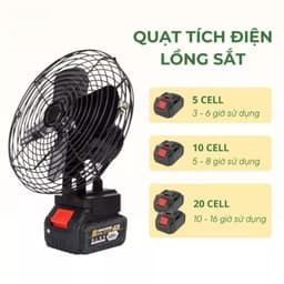 Quạt Tích Điện 2 Chế Độ Gió - Quạt Để Bàn - Pin10 Cell Sử Dụng Liên Tục Nhiều Giờ 2