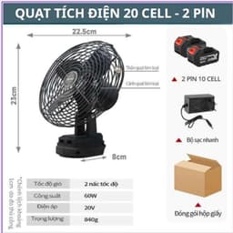 Quạt Tích Điện 2 Chế Độ Gió - Quạt Để Bàn - Pin10 Cell Sử Dụng Liên Tục Nhiều Giờ 3