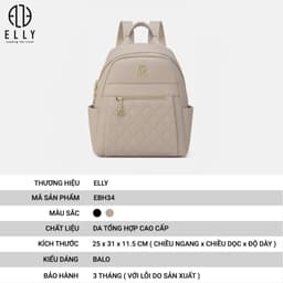 [Tặng hộp 20.10] Balo nữ ELLY EBH34 da tổng hợp cao cấp balo thời trang công sở đựng iPad chính hãng 3