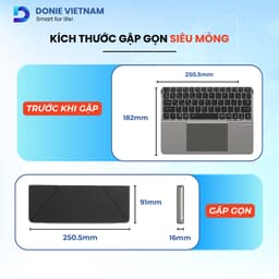 [Bản Gấp Gọn] Bàn phím iPad Bluetooth tích hợp Bao da cao cấp Donievietnam BH 3 Tháng H01 6