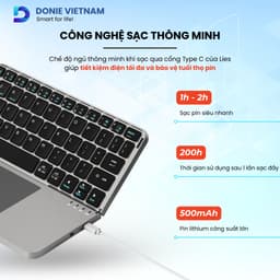 [Bản Gấp Gọn] Bàn phím iPad Bluetooth tích hợp Bao da cao cấp Donievietnam BH 3 Tháng H01 8