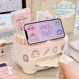Hộp đựng khăn giấy đa năng để bàn, có giá đỡ điện thoại – dùng cho đầu giường, bàn trà, bàn trang điểm, bàn học. 1