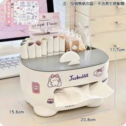 Hộp đựng khăn giấy đa năng để bàn, có giá đỡ điện thoại – dùng cho đầu giường, bàn trà, bàn trang điểm, bàn học. 4