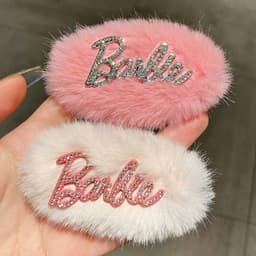 Kẹp Tóc Barbie Lông Xù Đính Đá Sang Chảnh – Kẹp Tóc Mái Lông Vũ Phong Cách Y2K Tiểu Thư Ngọt Ngào 4