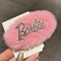 Kẹp Tóc Barbie Lông Xù Đính Đá Sang Chảnh – Kẹp Tóc Mái Lông Vũ Phong Cách Y2K Tiểu Thư Ngọt Ngào 3