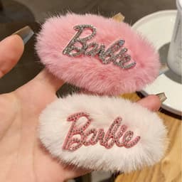 Kẹp Tóc Barbie Lông Xù Đính Đá Sang Chảnh – Kẹp Tóc Mái Lông Vũ Phong Cách Y2K Tiểu Thư Ngọt Ngào 1