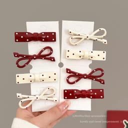 Kẹp Tóc Nơ Chấm Bi Vintage – Kẹp Tóc Mái Tông Đỏ Trắng Phong Cách Retro Pháp Thanh Lịch 4