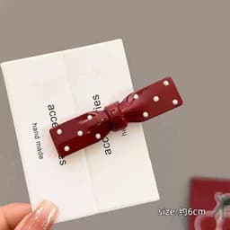 Kẹp Tóc Nơ Chấm Bi Vintage – Kẹp Tóc Mái Tông Đỏ Trắng Phong Cách Retro Pháp Thanh Lịch 2