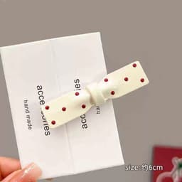 Kẹp Tóc Nơ Chấm Bi Vintage – Kẹp Tóc Mái Tông Đỏ Trắng Phong Cách Retro Pháp Thanh Lịch 6