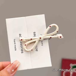 Kẹp Tóc Nơ Chấm Bi Vintage – Kẹp Tóc Mái Tông Đỏ Trắng Phong Cách Retro Pháp Thanh Lịch 5
