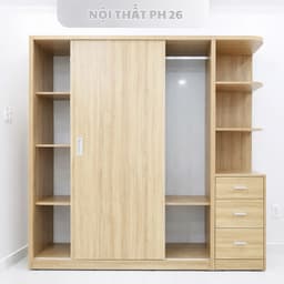 (Tặng 1 tad 2 ngăn kéo ) Tủ Quần Áo Cửa Lùa Có Kệ Bo Góc Gỗ Công Nghiệp Hiện Đại 1m4–2m 1