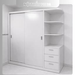 (Tặng 1 tad 2 ngăn kéo ) Tủ Quần Áo Cửa Lùa Có Kệ Bo Góc Gỗ Công Nghiệp Hiện Đại 1m4–2m 4