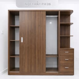 (Tặng 1 tad 2 ngăn kéo ) Tủ Quần Áo Cửa Lùa Có Kệ Bo Góc Gỗ Công Nghiệp Hiện Đại 1m4–2m 3