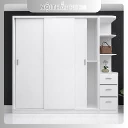 (Tặng 1 tad 2 ngăn kéo ) Tủ Quần Áo Cửa Lùa Có Kệ Bo Góc Gỗ Công Nghiệp Hiện Đại 1m4–2m 5