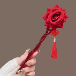 [HOT TREND] Trâm Cài Tóc Nữ Hình Hoa Hồng 3D Màu Đỏ – Phụ Kiện Tóc Cổ Trang Phong Cách Tiểu Thư Thanh Lịch 5