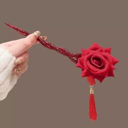 [HOT TREND] Trâm Cài Tóc Nữ Hình Hoa Hồng 3D Màu Đỏ – Phụ Kiện Tóc Cổ Trang Phong Cách Tiểu Thư Thanh Lịch 3
