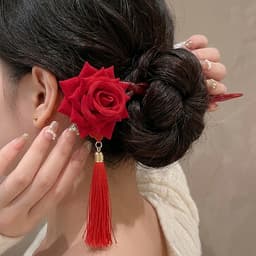 [HOT TREND] Trâm Cài Tóc Nữ Hình Hoa Hồng 3D Màu Đỏ – Phụ Kiện Tóc Cổ Trang Phong Cách Tiểu Thư Thanh Lịch 1