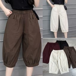 Quần Ngố Ống Rộng Dáng Bom Baggy Túi Vuông Thời Trang vải Kaki Nhật Cho Nữ Q119 1