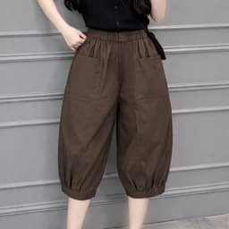 Quần Ngố Ống Rộng Dáng Bom Baggy Túi Vuông Thời Trang vải Kaki Nhật Cho Nữ Q119 2