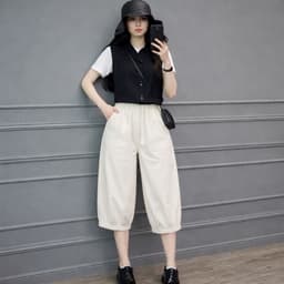 Quần Ngố Ống Rộng Dáng Bom Baggy Túi Vuông Thời Trang vải Kaki Nhật Cho Nữ Q119 5