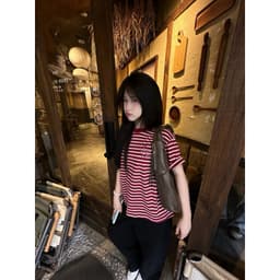 Áo thun kẻ sọc nam nữ Tzc Studio form dáng boxy phong cách unisex 2