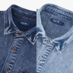 Deal Tốt- Áo sơ mi jean cộc tay nam GENVIET JEANS dáng suông chất denim cao cấp hiệu ứng Swash basic dễ phối đồ 9088 5