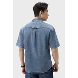 Deal Tốt- Áo sơ mi jean cộc tay nam GENVIET JEANS dáng suông chất denim cao cấp hiệu ứng Swash basic dễ phối đồ 9088 6