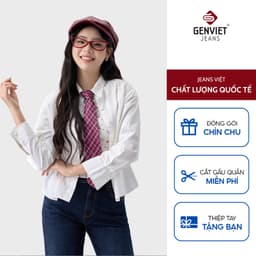 [ẨN] Áo sơ mi nữ dài tay GENVIET JEANS dáng ngắn chất cotton không bai nhão basic thanh lịch 9139 1