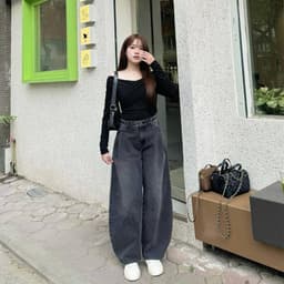 Quần jean nữ ống rộng dáng Balloon GENVIET JEANS chất Denim USA mềm mịn đứng form, linh hoạt phối đồ 9119 8