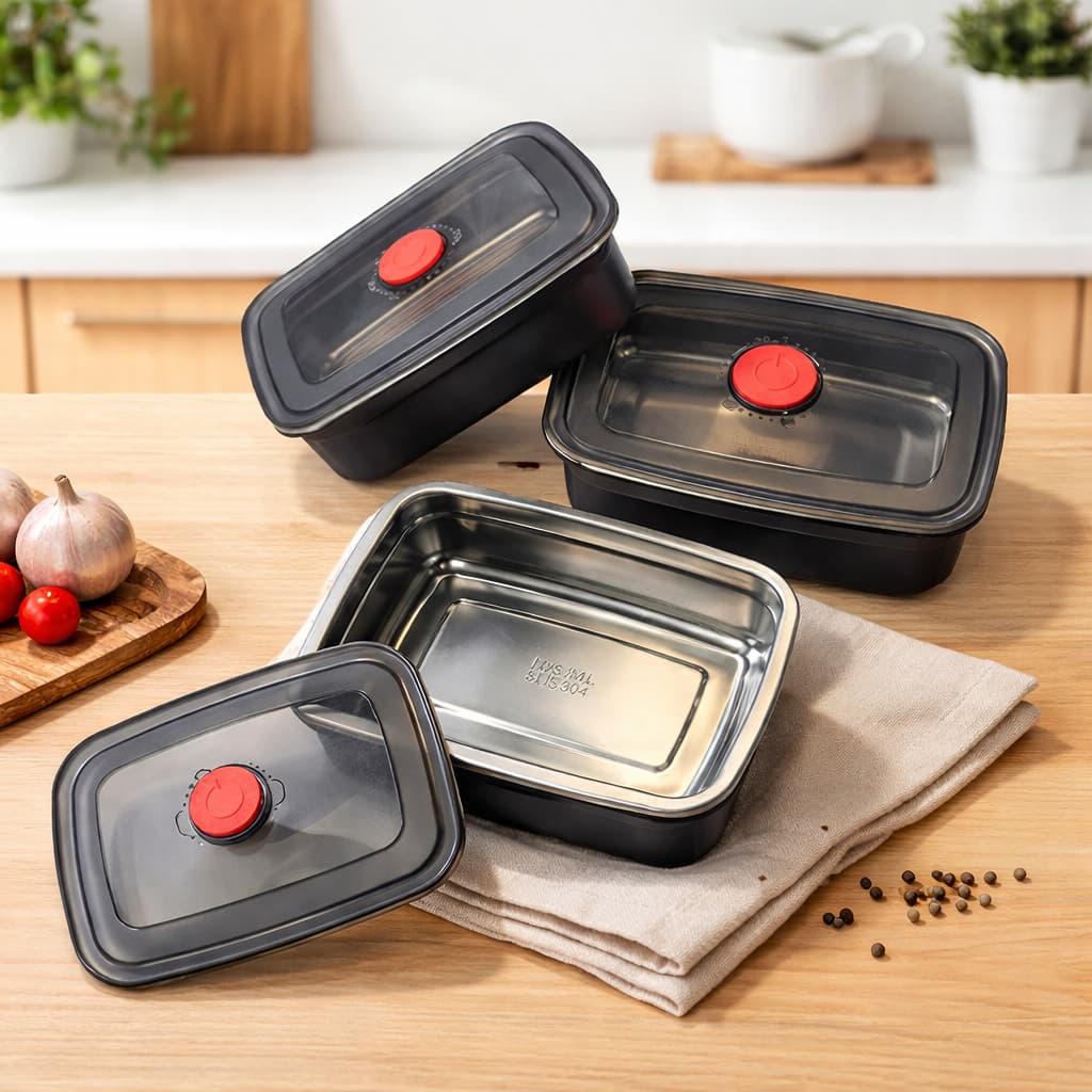 Set 3 Hộp Inox 304 VIP có nắp silicol dung tích1500ml  – Hộp Đựng Thức Ăn, Bảo Quản Thực Phẩm kín không lo mùi