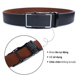 Thắt lưng nam khóa tự động, dây lưng khóa con lăn mặt kính bạc A2LC38C 5