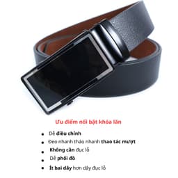 Thắt lưng nam khóa tự động, dây lưng khóa con lăn mặt kính bạc A2LC38C 3