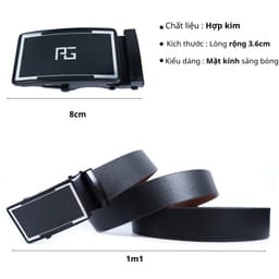 Thắt lưng nam khóa tự động, dây lưng khóa con lăn mặt kính bạc A2LC38C 4