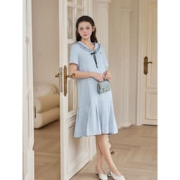 [DEAL T4] Váy bầu xinh sang chảnh phối viền kiểu thủy thủ, Váy bầu xinh mùa hè thiết kế Lymmom VB202 2