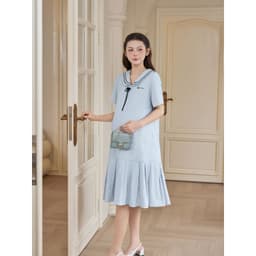 [DEAL T4] Váy bầu xinh sang chảnh phối viền kiểu thủy thủ, Váy bầu xinh mùa hè thiết kế Lymmom VB202 4