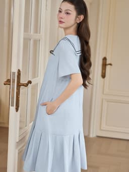 [DEAL T4] Váy bầu xinh sang chảnh phối viền kiểu thủy thủ, Váy bầu xinh mùa hè thiết kế Lymmom VB202 11