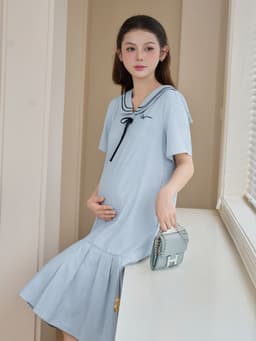 [DEAL T4] Váy bầu xinh sang chảnh phối viền kiểu thủy thủ, Váy bầu xinh mùa hè thiết kế Lymmom VB202 10