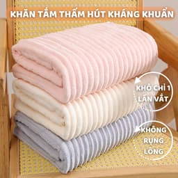 Khăn Tắm Siêu Thấm Hút Dài 1M4 Sợi Bông Cao Cấp, Mềm Mịn Dày Dặn Không Rụng Lông 3