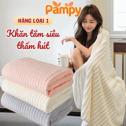Khăn Tắm Siêu Thấm Hút Dài 1M4 Sợi Bông Cao Cấp, Mềm Mịn Dày Dặn Không Rụng Lông 1
