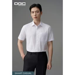 Áo Sơ Mi Ngắn Tay DGC Họa Tiết Ghi Xanh Dáng Suông Vạt Bằng - SASNBF09M 2