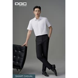 Áo Sơ Mi Ngắn Tay DGC Họa Tiết Ghi Xanh Dáng Suông Vạt Bằng - SASNBF09M 6