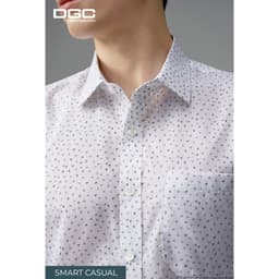 Áo Sơ Mi Ngắn Tay DGC Họa Tiết Ghi Xanh Dáng Suông Vạt Bằng - SASNBF09M 3