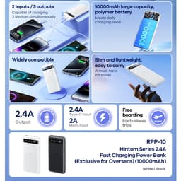 Pin dự phòng sạc nhanh 2.4A Remax RPP-10 10.000mah 5
