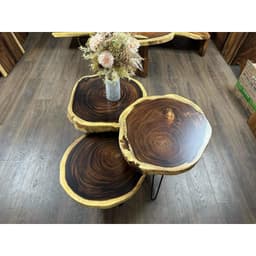Bàn Ghế Tròn Gỗ Me Tây Kèm Chân Sắt Hairpin, Ngồi Cafe, Bàn Trà, Quán Nước, Ban Công 5
