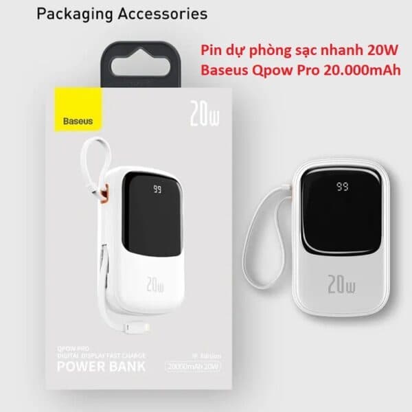 Pin dự phòng sạc nhanh 20W Baseus Qpow Pro 20.000mAh