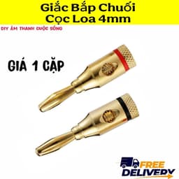 (Giá 1 cặp) Jack Giắc Bắp Chuối 4mm Kim Loại Mạ Vàng Phụ Kiện Loa Diy - 1