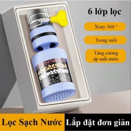 Đầu vòi lọc nước 6 lớp Đầu lọc nước gắn trực tiếp tại vòi xoay 360 linh hoạt lọc sạch clo cặn bẩn tạp chất 2